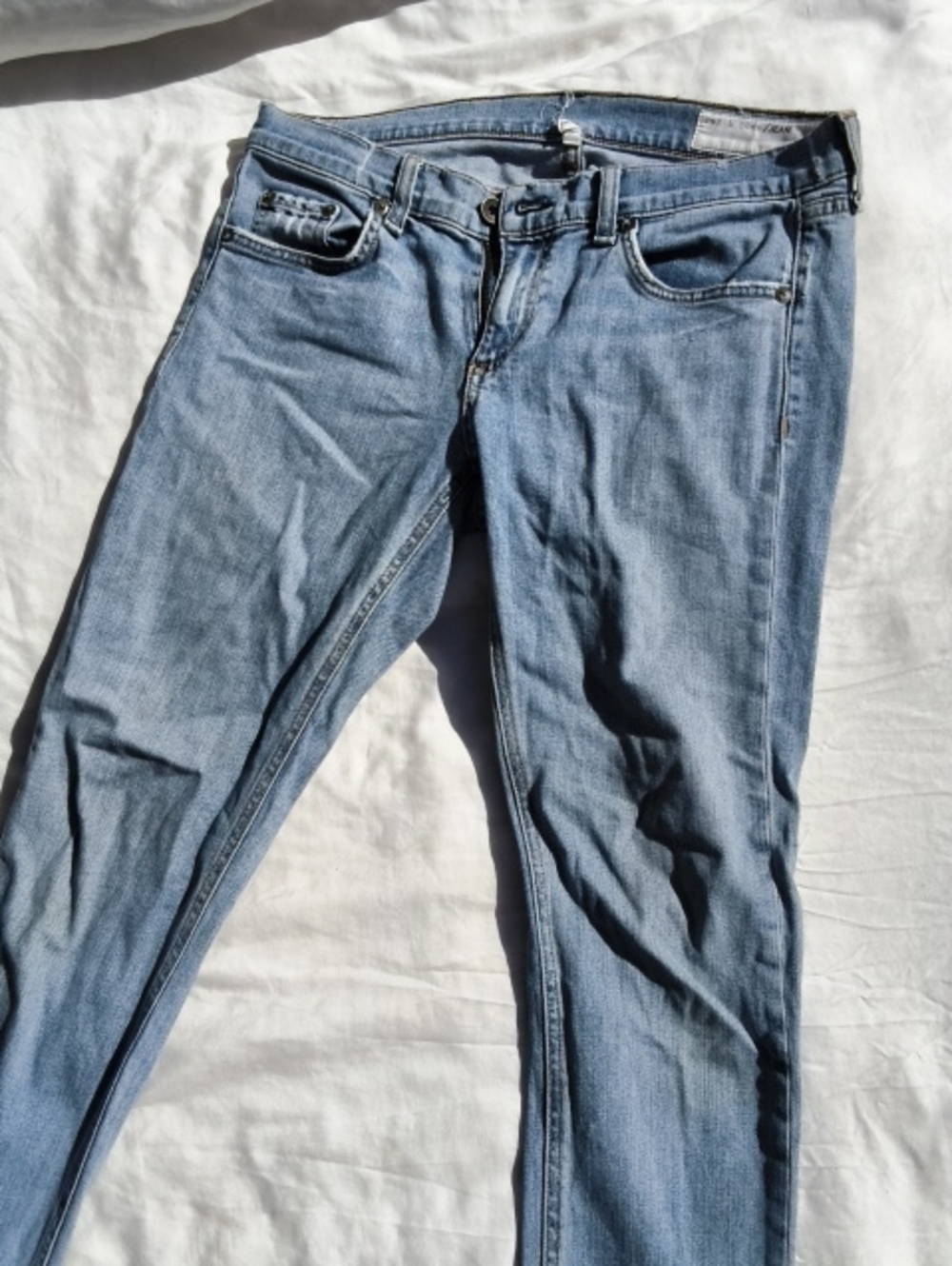 Rag & Bone Distressed Light Blue Women's Slim Jeans 27